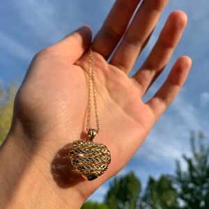 14k solid yellow gold heart pendant necklace